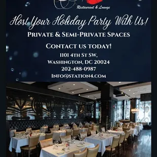 Elevate Your Festive Gatherings: Host in Style with Our Private &amp; Semi-Private Holiday Spaces!