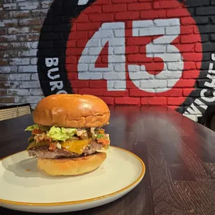 The Bright burger with avocados and jalapeños.