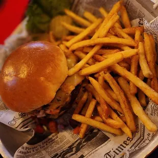 Smokehouse Burger, I went with pink, side of fries.