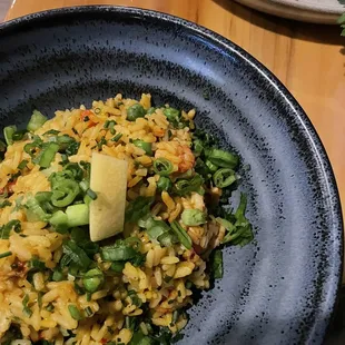 Crawfish rice pilaf. Typically served under the red snapper but I ordered it on the side.