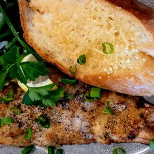 Red fish on a half shell, seasoned well!