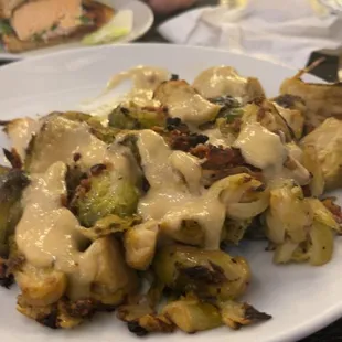 Honey &amp; Bacon Brussel Sprouts.... Look at the serving sizes...