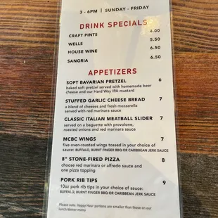 Happy Hour Menu