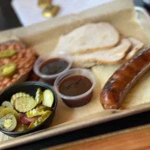 2 meat special! Turkey and hot links