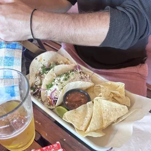Buffalo and pork belly tacos