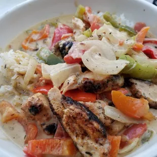 Delicious Louisiana Blackened Chicken in a creamy Creole sauce.