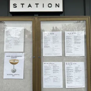 Menu board by front door