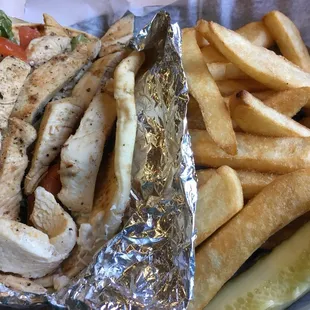 a chicken sandwich and french fries