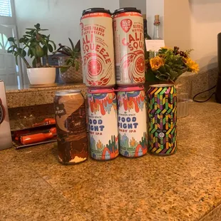 a variety of beverages