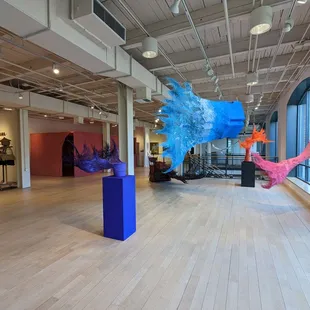 a blue and orange sculpture