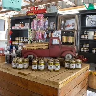 a display of jars of preserves