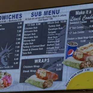 menu