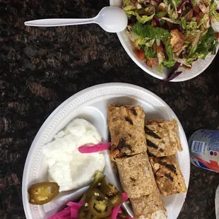 two plates of food on a table