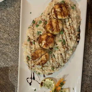 Scallops over Risotto