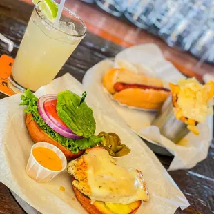 a sandwich and a drink