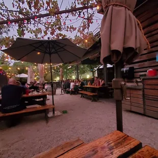Lovely patio dining with tendy lights