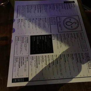 a menu on a table