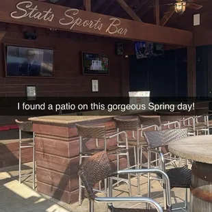 Outside patio, perfect for a beautiful day and plenty of TVs and seating.