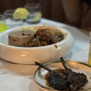 Stew chicken and their lamb chops