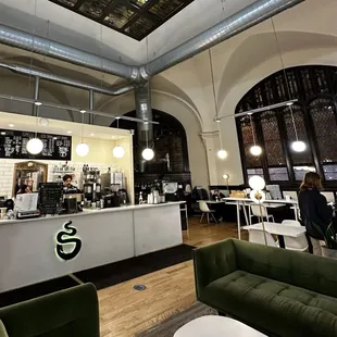the interior of a coffee shop
