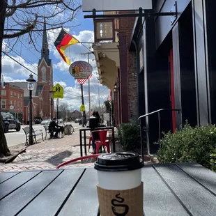a cup of coffee on a table