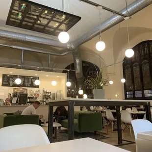 the interior of a cafe