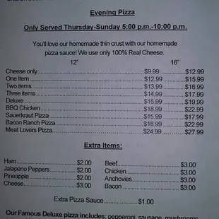 a menu for a restaurant