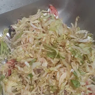 Wet and nasty salad that he claims was freshly made
