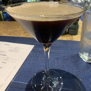 Espresso Martini without Baileys-very good. If they wanted to elevate this drink they could add maybe three espresso beans to the top.