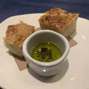 Focaccia. I tend to prefer chili flakes &amp; parm with mine (personal preference) but I enjoyed this-good oil and light.