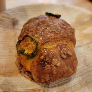 Jalapeno croissant with cream cheese and bacon filling