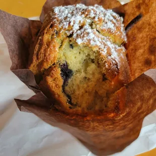 Fresh-baked blueberry muffin to go with their drip coffee - both delicious!