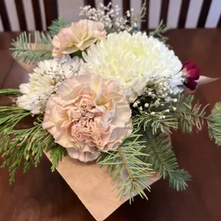 a flower arrangement on a table