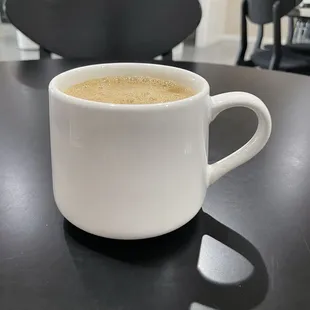 Coffee with cream. Mug was nice mug, you can't tell from the pic but the top is smaller than the bottom to keep it warm longer.