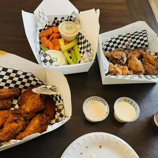 Best wings, Hot Buffalo and Garlic Parm