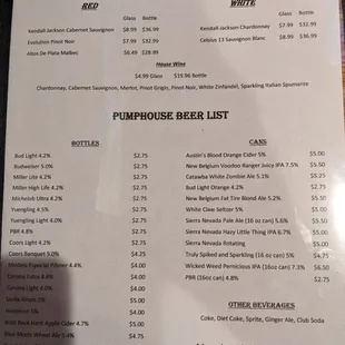 Menu, page 3 (wine, beer, and soft drinks), for Steady Eddy's Pumphouse, taken Feb 5, 2024.