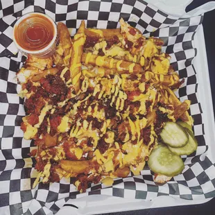 Spicy honey buff loaded fries