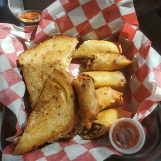 1. Grilled Cheese Boudain Sandwich and Hot Sauce