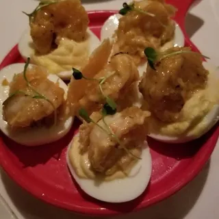 Crispy Shrimp Deviled Eggs