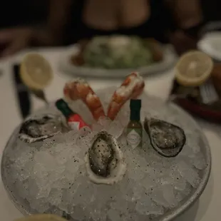 Oyster and shrimp, yeah we don't want to be full lol