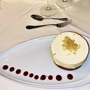 Triple Layer Key Lime Pie topped with Lime caviar