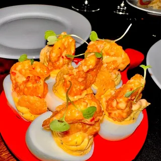 Crispy Shrimp Deviled Eggs