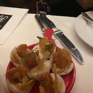 Crispy Shrimp Deviled Eggs