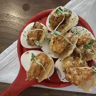 Crispy Shrimp Deviled Eggs