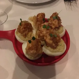 Crispy Shrimp Deviled Eggs
