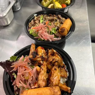 Chicken Almighty rice bowl and steak bowl.