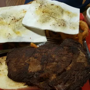 Note the grease on the napkin from just laying them on the meat.