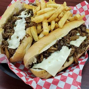 Philly Steak sandwich and fries