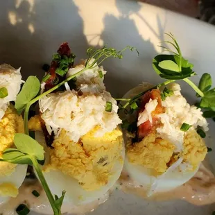 Crabmeat deviled eggs
