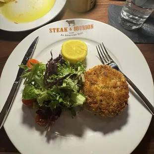 Crab cake with a salad